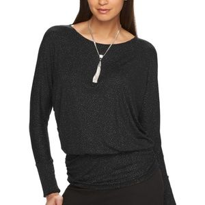 Women's Jennifer Lopez Glitter Dolman LS Top